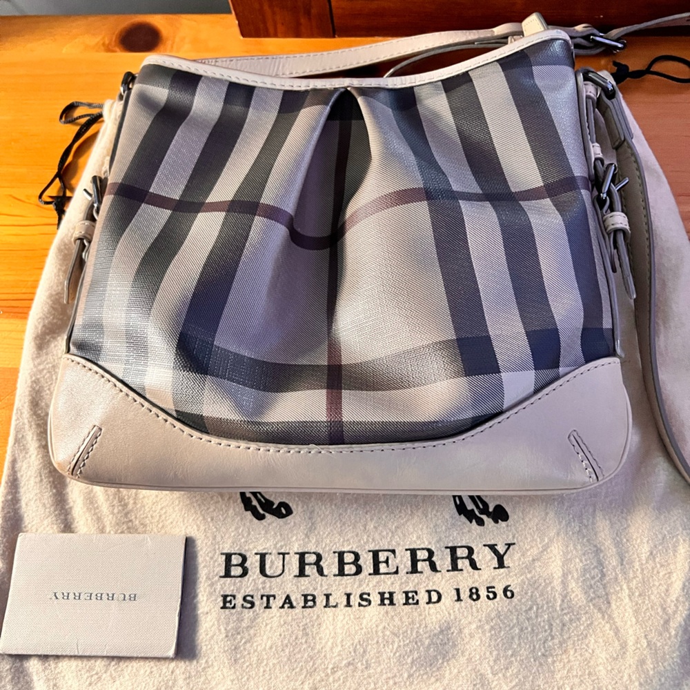 Burberry Tan and Black Plaid Shoulder Bag